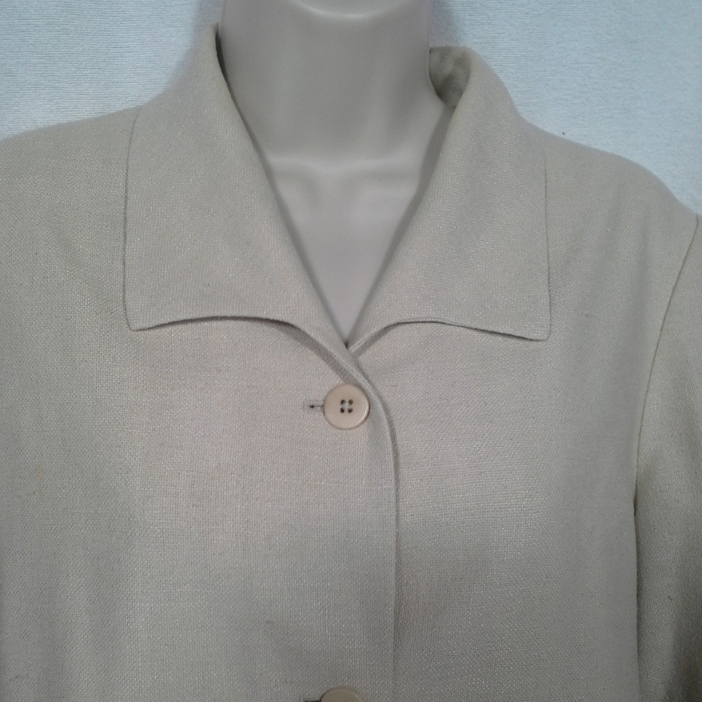 Nordstrom jacket blazer Sz M Silk Beige Off-white Lined 3-button - Picture 5 of 7